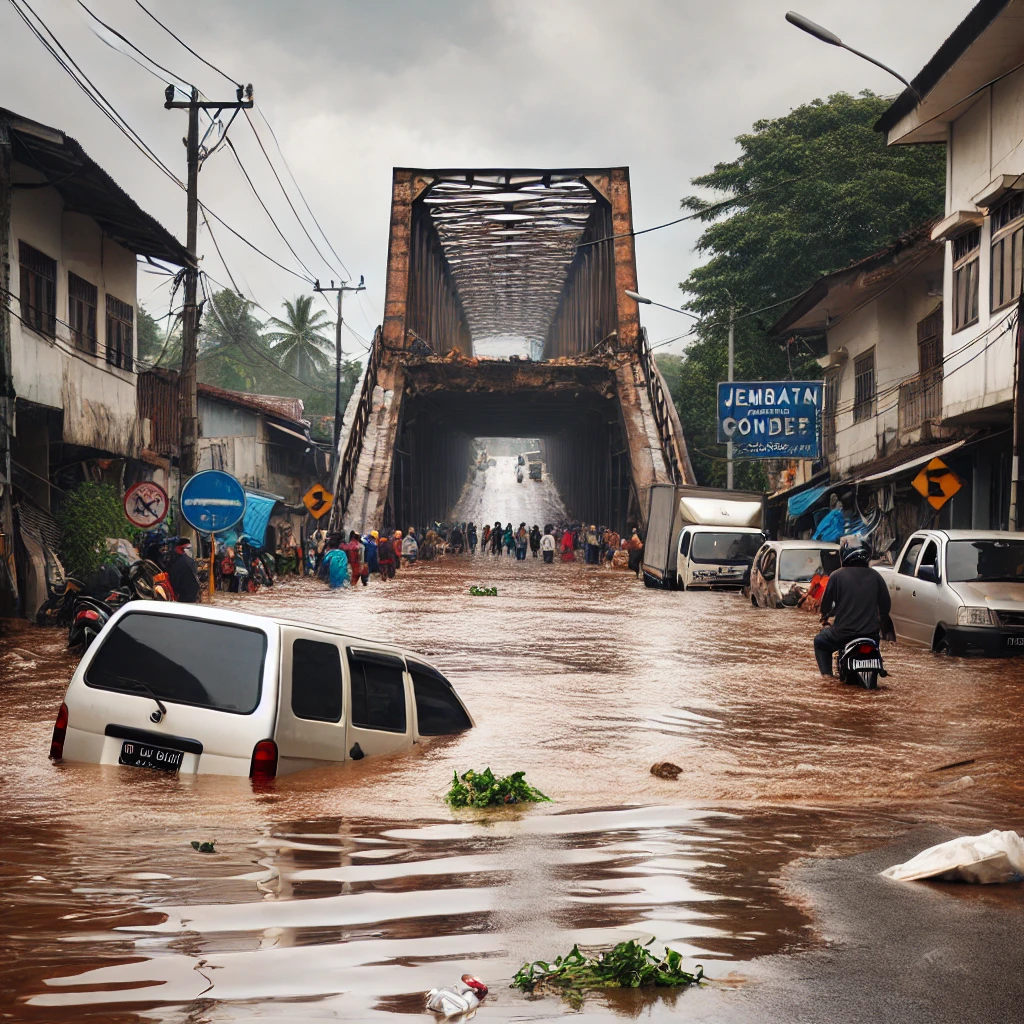 Pejaten Timur Banjir Lagi Akses Jembatan Condet Lumpuh