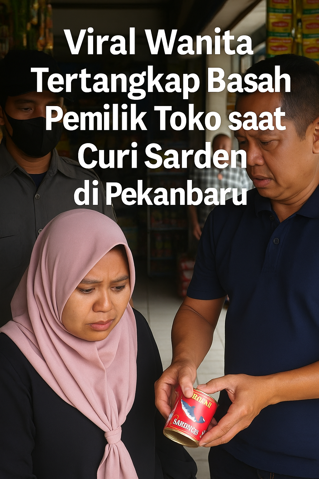 Viral Wanita Tertangkap Basah Pemilik Toko saat Curi Sarden di Pekanbaru