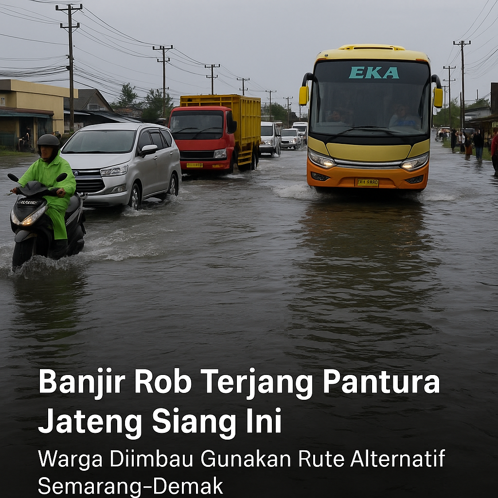 Banjir Rob Terjang Pantura Jateng Siang Ini, Berikut Rute Alternatif Semarang-Demak